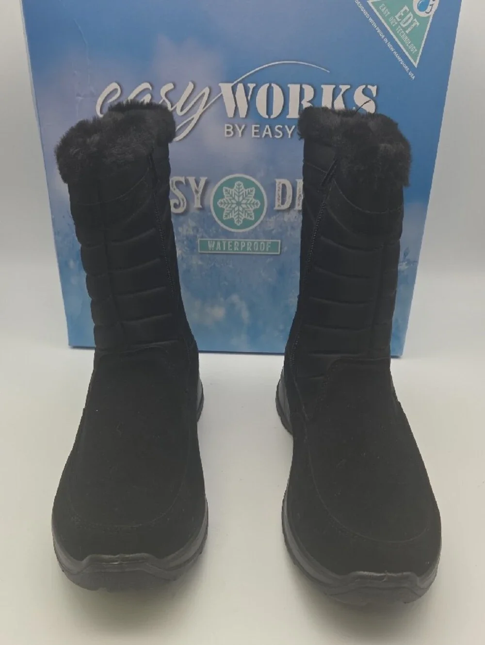 easy street Black Faux-Fur Winter Zip Boots